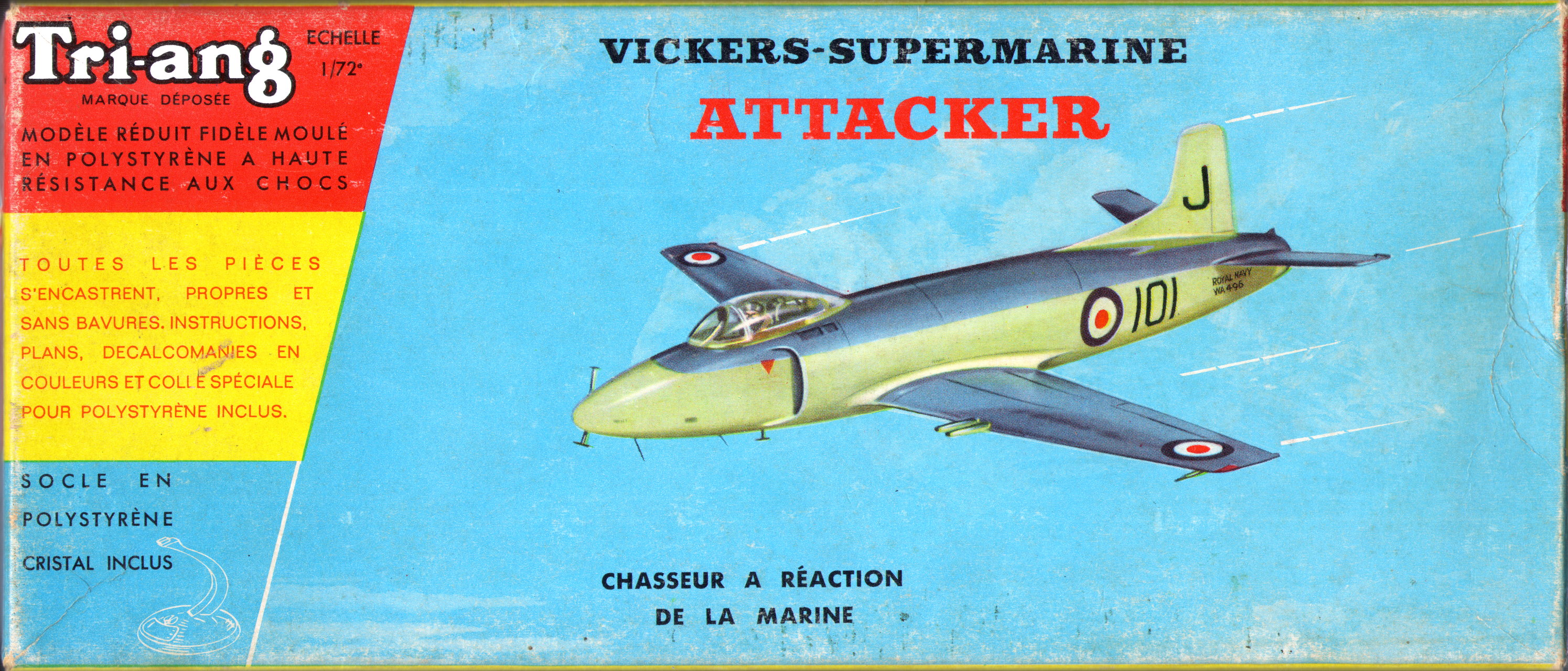 Tri-ang 330P Vickers-Supermarine Attacker chasseur à réaction de la marine, Lines Freres SA, Calais, 1961, box